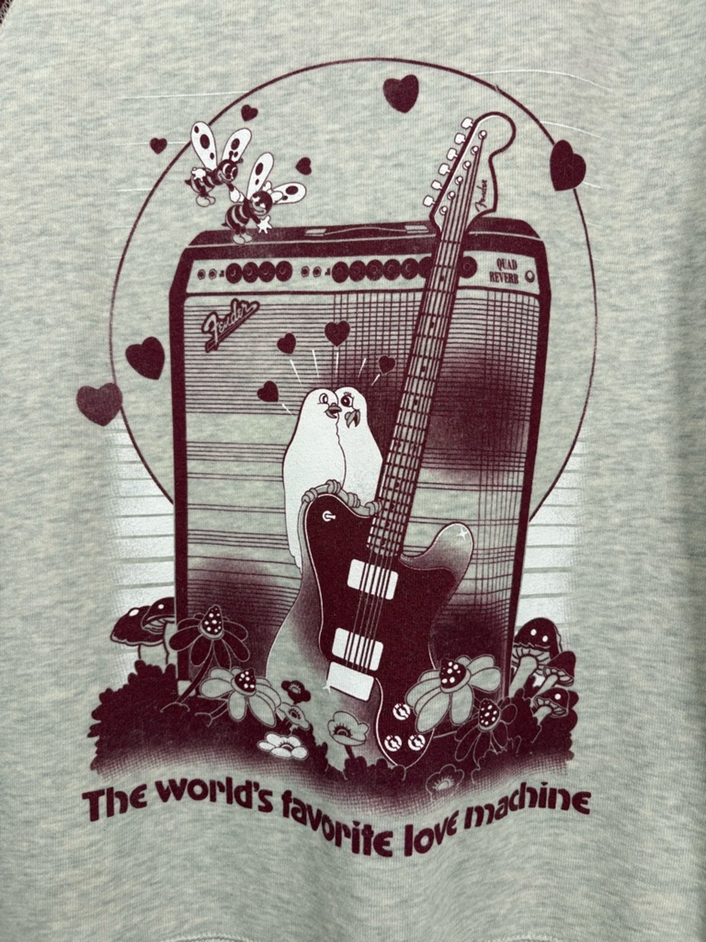 Fender Women's Love Sweatshirt Oatmeal and Maroon Size Small - Picture 4 of 9